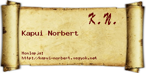 Kapui Norbert névjegykártya